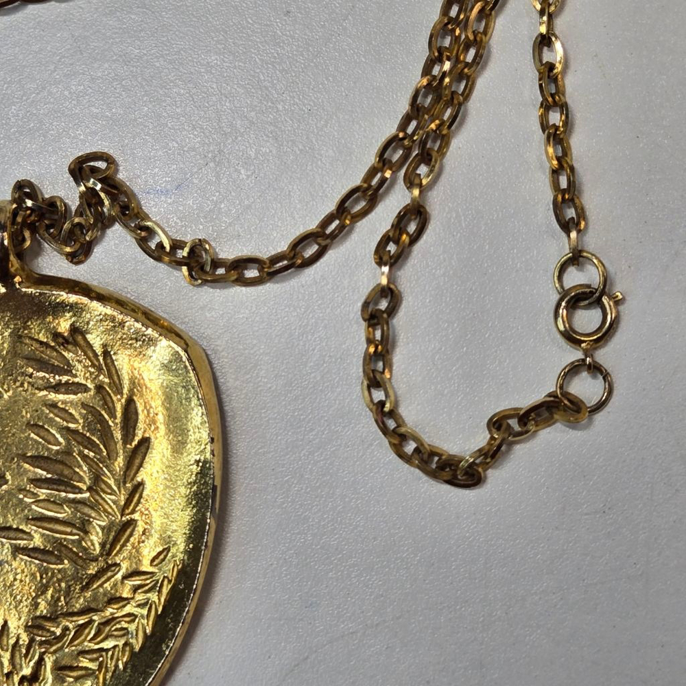 Vintage Robert Larin Necklace Modernist Brutalist Gold Tone Pendant Nature - Picture 4 of 7